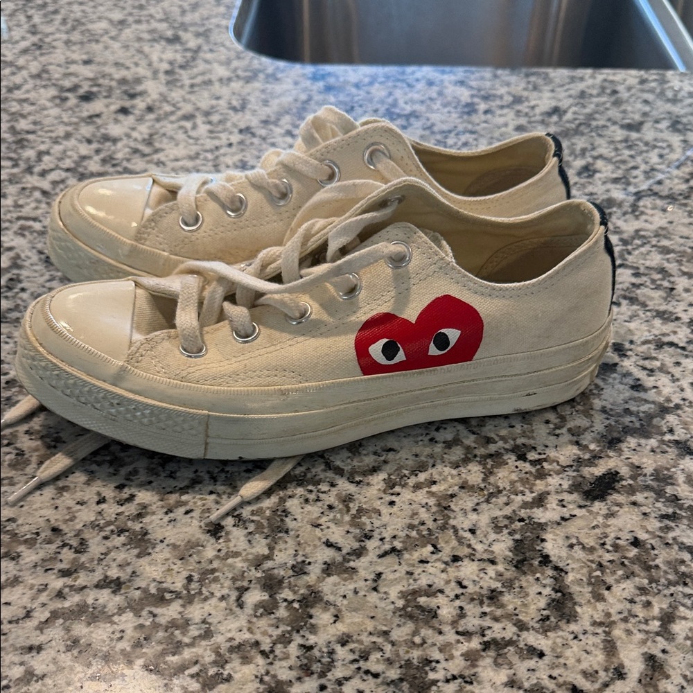 Comme des Garcons Cream and Red Sneakers